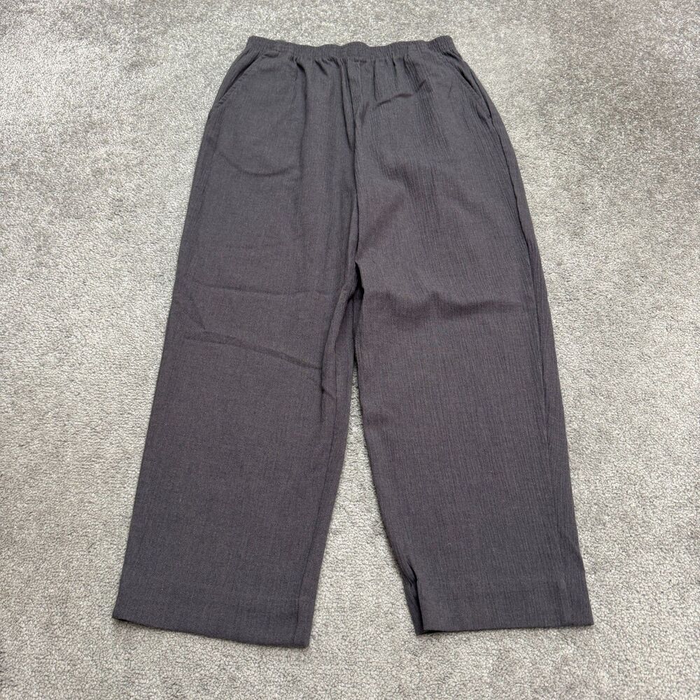 Blair Pull On Wide Leg Cropped Pants Women s 4 Petite Dark Gray Elastic Waist